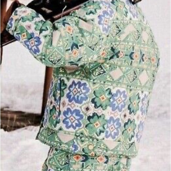 Free People Movement Bunny Slope Printed Puffer Jacket Green - Picture 3 of 4